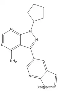 Molecular Structure of 1092788-83-4 (1-Cyclopentyl-3-(1H-pyrrolo[2,3-b]pyridin-5-yl)-1H-pyrazolo[3,4-d]pyrimidin-4-amine)